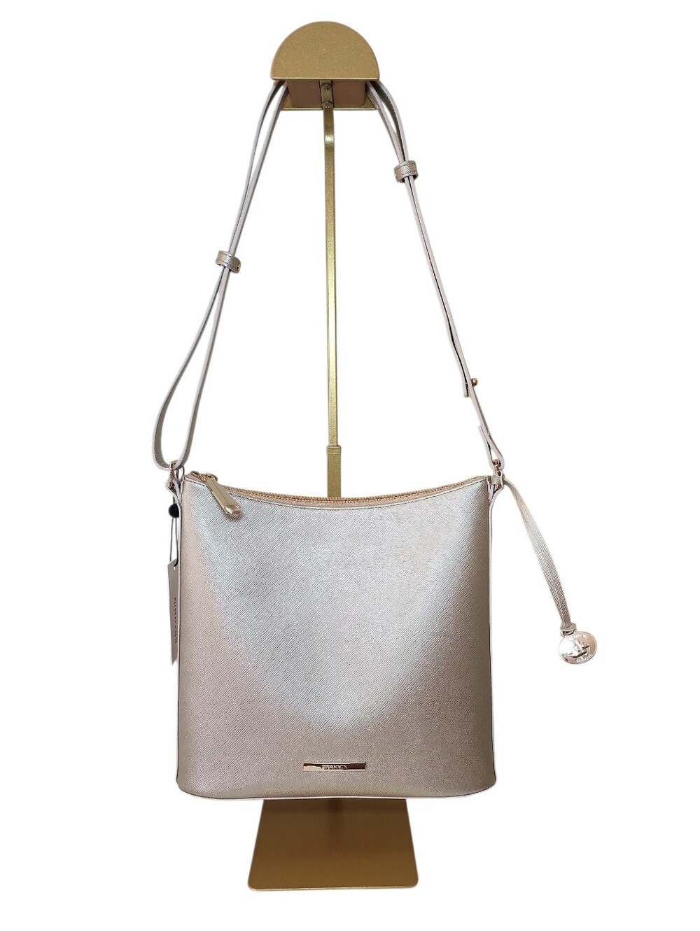 NWT Brahmin Katie Crossbody/Hobo Bag Champagne Crossgrain Leather